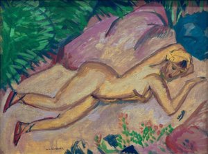 Jeune fille couchée sur la plage - Ernst Ludwig Kirchner