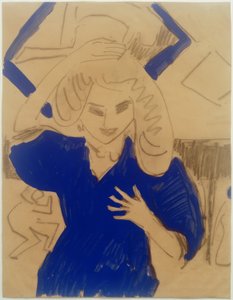 Fille en robe bleue