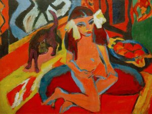 Fille avec chat, Fränzi - Ernst Ludwig Kirchner