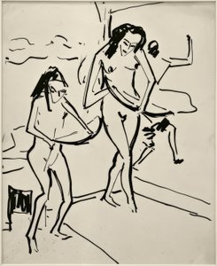 Sans titre (Marcella et Senta avec arc) - Ernst Ludwig Kirchner