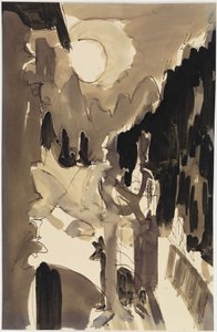 Un couple au clair de lune devant la maison - Ernst Ludwig Kirchner