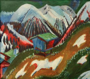 Fonte des neiges. Paysage de montagne avec alpage