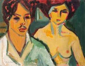 Autoportrait avec modèle - Ernst Ludwig Kirchner