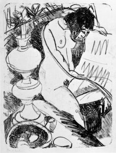 Nu assis lisant - Ernst Ludwig Kirchner