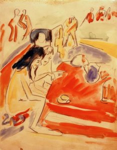 Deux filles assises à une table - Ernst Ludwig Kirchner