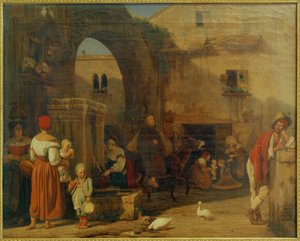 Sur la place du marché et la fontaine à Tivoli - Ernst Meyer