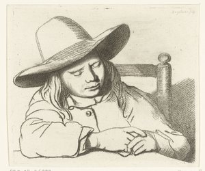 Garçon endormi avec un chapeau