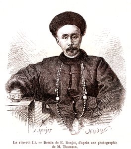Li Hongzang, vice-roi de Zhili, à la cour impériale de Chine. 1873 (gravure) - Etienne Antoine Eugene Ronjat
