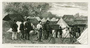 Revue des appareils de télégraphie optique (illustration de Trente mois au Tonkin, 1884, par le docteur Paul Hocquard, dans Le tour du monde 1890) - Etienne Antoine Eugene Ronjat