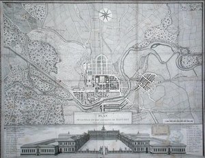 Carte de la ville de Rastadt, ses environs et le Schloss (gravure) - Etienne Claude Voysard