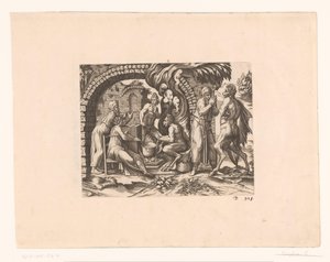Fable du satyre et du paysan qui souffle dans sa soupe et dans ses mains - Etienne Dupérac (attributed to)