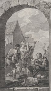 La chapelle des Enfants-Trouvés à Paris : Groupe des bergers : joueurs de trompes