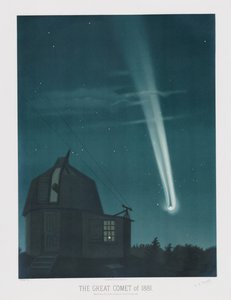 La Grande Comète de 1881, observée dans la nuit du 25 au 26 juin, à 1h30 du matin, tirée des Dessins astronomiques de Trouvelot 1881, pub. 1881 - Étienne Léopold Trouvelot