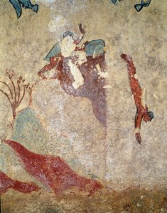 Un plongeur. (détail de fresque, 520-510 av. J.-C.) - Etruscan