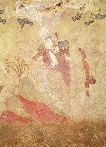 Roche et plongeurs, de la Tombe de la Chasse et de la Pêche, c.520-10 av. J.-C. (peinture murale) - Etruscan