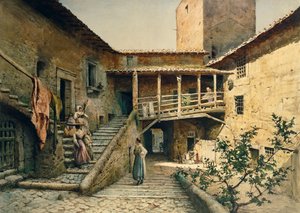 La Cour du Palais Anguillara à Rome, de la série Rome Disparue