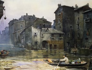 Via della Fiumara inondée à Rome, par Ettore Roesler Franz, Italie