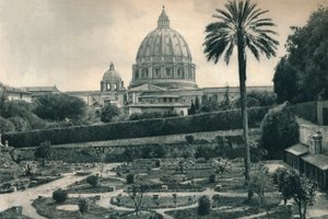 Jardins du Vatican et dôme de la basilique Saint-Pierre, Rome, Italie, 1927
