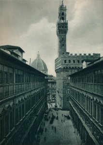 Le Palazzo Vecchio depuis la Galerie des Offices, Florence, Italie, 1927