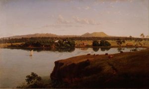 Vue de la station Purrumbete vers le nord-ouest. Mt. Leura et Mt. Sugarloaf au loin, Australie - Eugen von Guerard