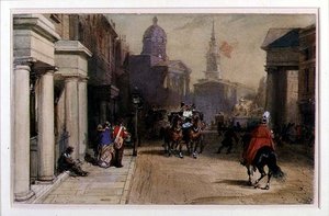 Trafalgar Square depuis Pall Mall - Eugene Louis Lami