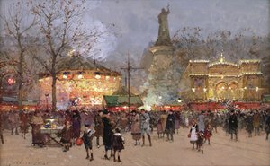 Fête, sur la place de la République, Paris - Eugene Galien Laloue