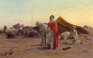 Tente dans le désert La prière. Détail. Peinture par Eugène Alexis Girardet (1853-1907) 19e siècle Bayonne, musée Bonnat - Eugene Alexis Girardet