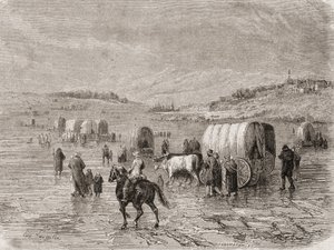 Un convoi de chariots en route vers l