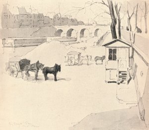 Le Pont Marie - Chevaux et charrettes, 1915