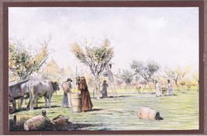 Frère Giles travaillant dans le vignoble