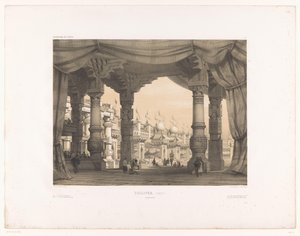Décor de théâtre avec une arène (Gulliver. (inédit.) Décors de théâtre)