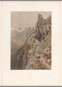 Promeneurs sur un sentier de montagne près de Chamonix et du Mont Blanc - Eugene Ciceri