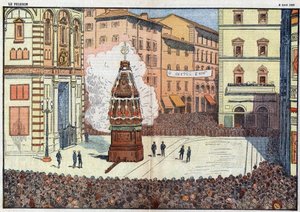 Scoppio del Carro (explosion du char) événement folklorique de la ville de Florence - illustration par Damlans d