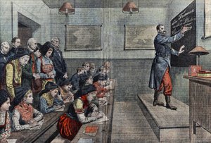 La première classe en français en Alsace est reconquise. Illustration de Damblans. Dans « Le Pèlerin » de 1914.