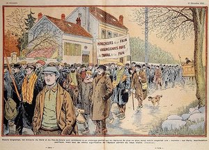 Mineurs chômeurs du Nord de la France et de la région du Pas-de-Calais marchant vers Paris, illustration de 
