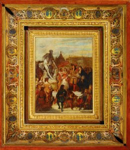Dans les jardins de Versailles, Puget présente sa statue de Milon de Croton au roi Louis XIV ...