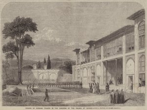 Parade des troupes perses dans les jardins du palais à Chiraz - Eugene Flandin