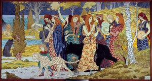 Art Nouveau : Harmonie Musiciens et animaux. Émail lavé par Eugène Grasset (1841-1917) 1893