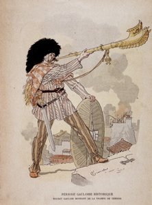 Soldat gaulois sonnant du cor de guerre (carnyx) - dans « Cahiers d