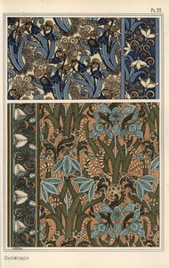 Perce-neige, Galanthus nivalis, comme motif de design dans des motifs de papier peint, bordures et tissus - Eugene Grasset