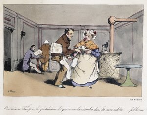 Dessin de forêt dans un café français - Eugene Hippolyte Forest
