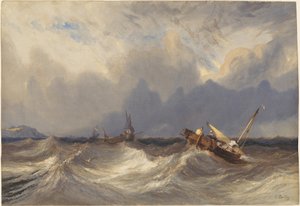Bateaux de pêche secoués avant une tempête