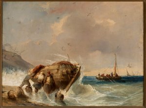Un bateau de pêche au bord de la mer - Eugene Isabey