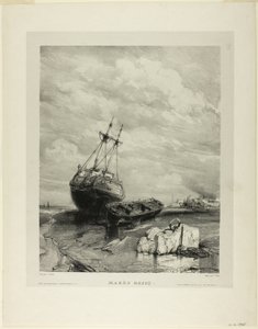 Marée basse, planche six de Six Marines - Eugene Isabey