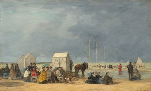 Sur la plage de Deauville. 1865
