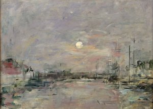 Crépuscule sur le quai commercial au Havre - Eugene Louis Boudin