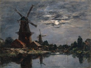 Moulins à vent hollandais - Eugene Louis Boudin