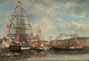 Festival dans le port de Honfleur - Eugene Louis Boudin