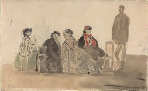 Quatre dames assises à Trouville