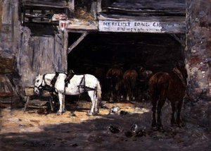 Chevaux à Louer dans une Cour, vers 1885-90